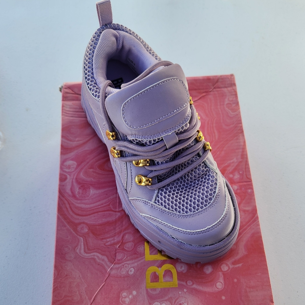 Lavender Sneakers with Gold Accents